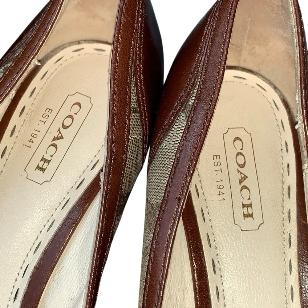 Coach Stella Jacquard Signature Leather Wedge Peep Toe Shoes - Picture 14 of 15